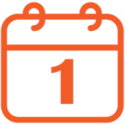 An orange calendar icon with a "1" on it.