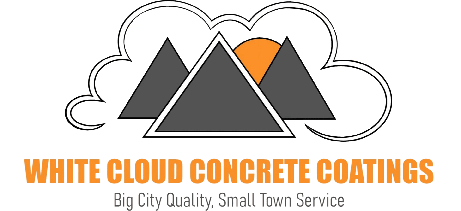 The gray and orange logo for White Cloud Concrete Coatings.